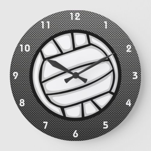 Faux Carbon Fiber Volleyball Large Clock