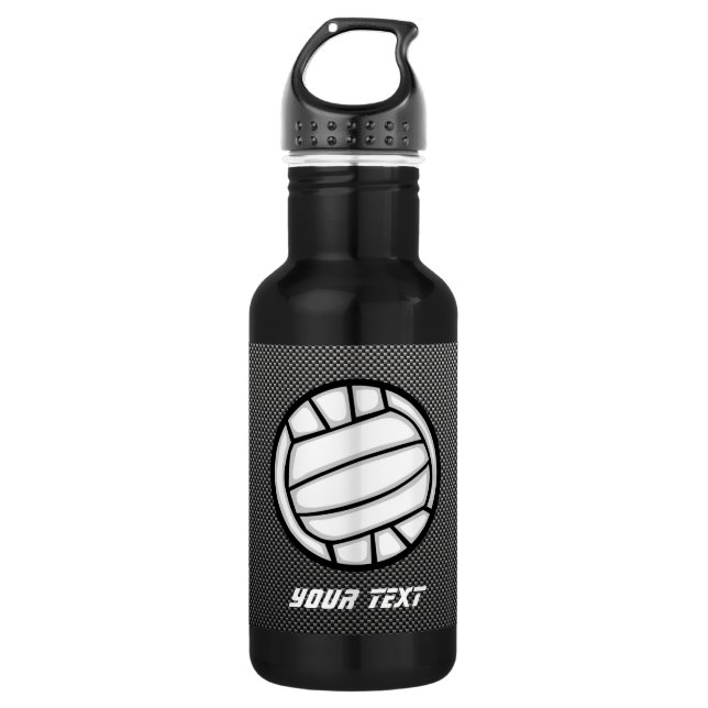 Faux Carbon Fiber Volleyball Stainless Steel Water Bottle (Front)