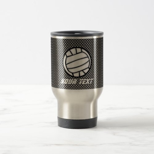 Faux Carbon Fiber Volleyball Travel Mug