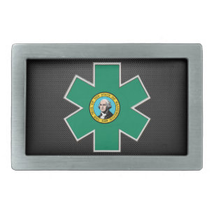 Faux Carbon Fiber Washington EMS Belt Buckle