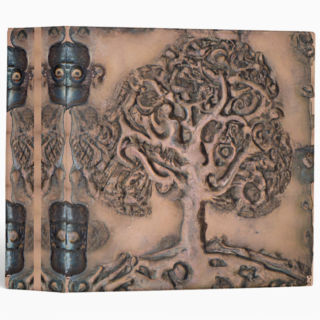 Faux Carved Leather Tree of Life 3 Ring Binder | Zazzle