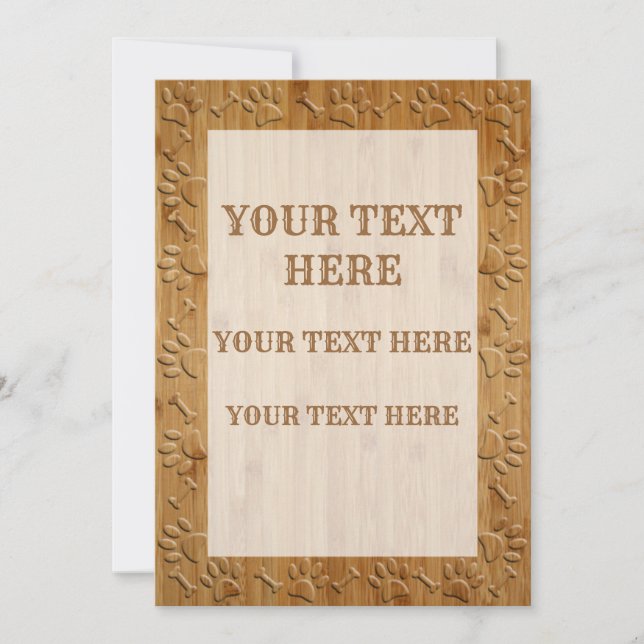 Faux Carved Wood Dog Paws And Bones (Front)