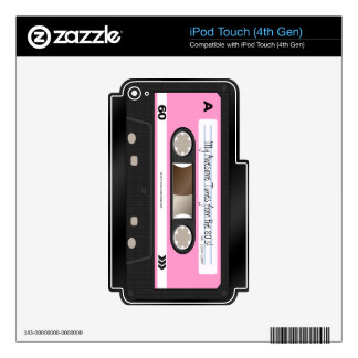 Faux Cassette Bubble Pink Label iPod Touch Skin 4