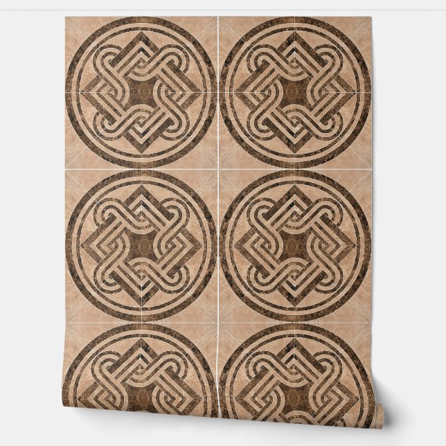 Faux Ceramic Tiles Vintage Ornaments Wallpaper (Unrolling)