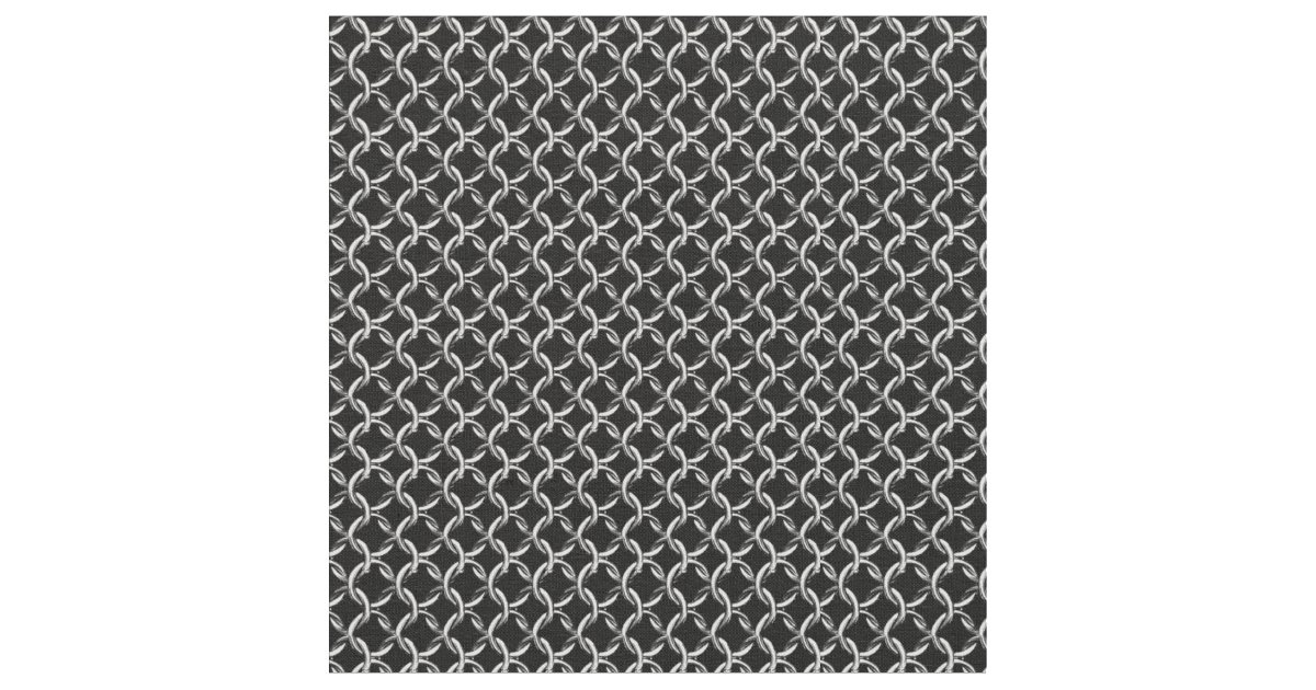 Faux Chainmail Black and Gray Mesh Look Fabric | Zazzle
