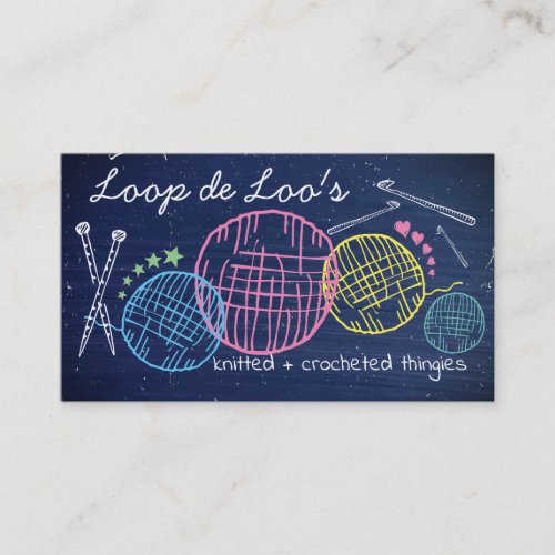 Faux chalkboard crochet hook knitting needles yarn business card