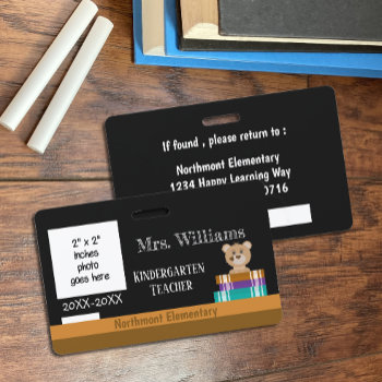 Faux Chalkboard Early Ed Teacher Photo Id Badge by ArianeC at Zazzle