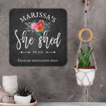 Faux Chalkboard Floral Brush Script She Shed