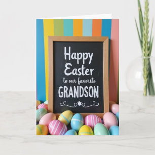 Faux Chalkboard Grandson Easter Card