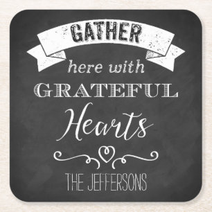 FAUX Chalkboard Grateful Hearts PAPER Coasters