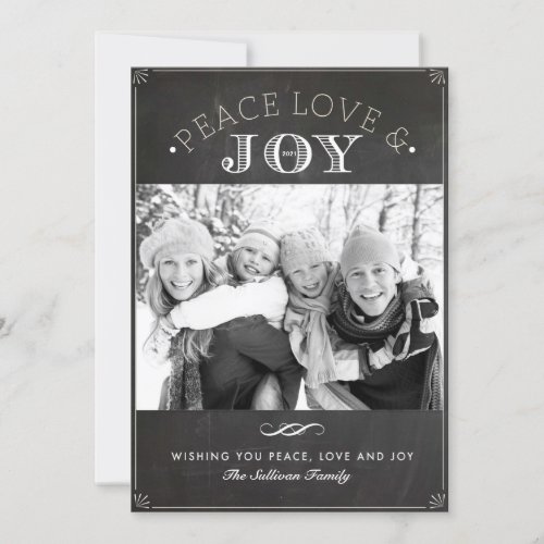 Faux Chalkboard Peace Love and Joy Holiday Photo 