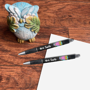Faux chalkboard personalized owl teacher pen