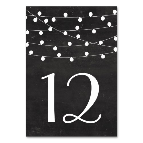 Faux Chalkboard String Lights Table Numbers Card