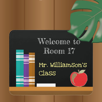 Faux Chalkboard Teacher Classroom Door Sign by ArianeC at Zazzle