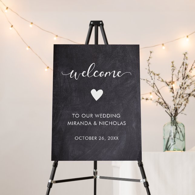 Faux Chalkboard Wedding Welcome Sign (In Situ (Stand))