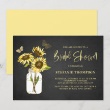 Faux Chalkboard Yellow Sunflowers Bridal Shower