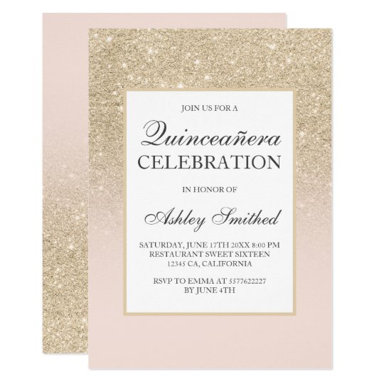 Faux champagne glitter elegant chic Quinceañera Invitation | Zazzle.com