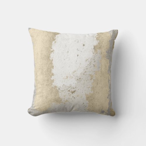 Faux Champaigne Gold Gray Silver Grungy Abstract Throw Pillow