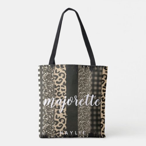 Faux Cheetah and Glitter Personalized Majorette Tote Bag