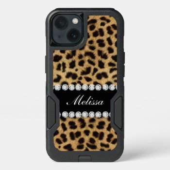 Faux Cheetah Fur Diamonds Personalized Iphone 13 Case by iPhoneCaseGallery at Zazzle