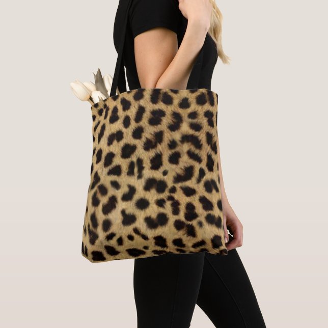 Faux Cheetah Skin All Over Print Tote Bag (Close Up)