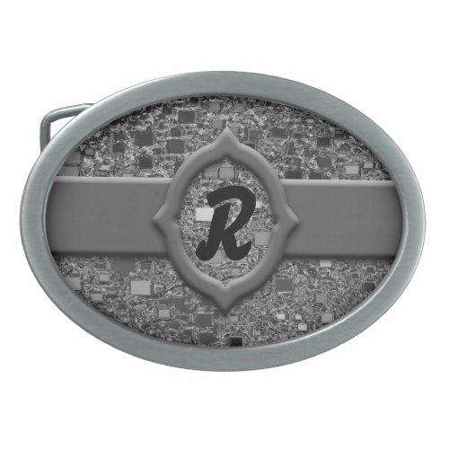 Faux Chrome Mini Box Background Oval Belt Buckle