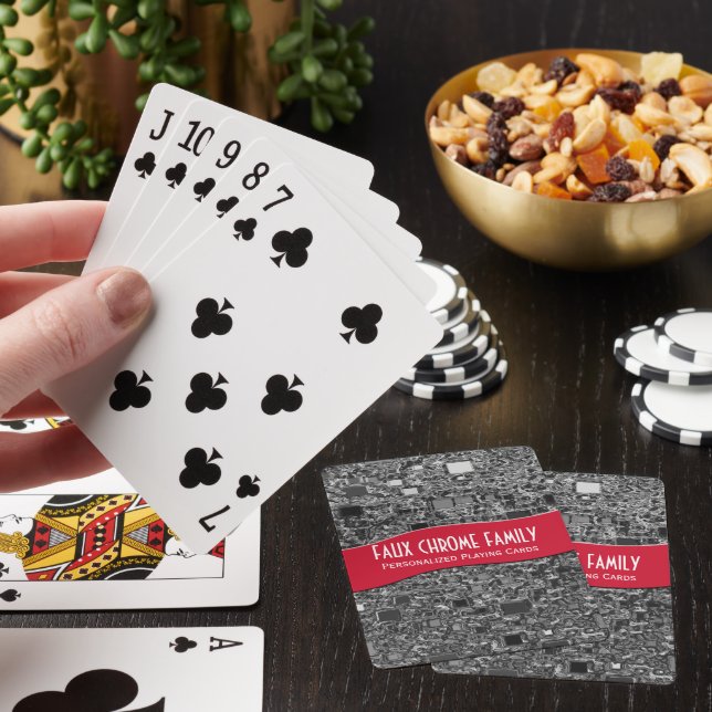 Faux Chrome Mini Box Background Template Poker Cards (In Situ)