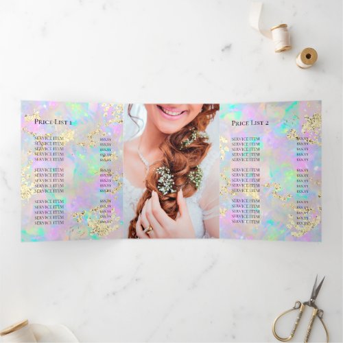 faux chunky glitter neon opal Brochure Tri_Fold Invitation