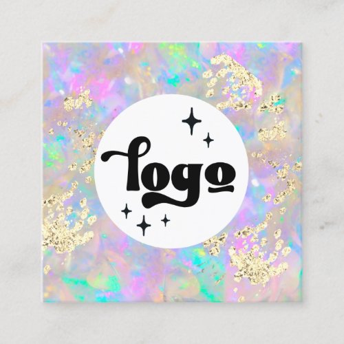 faux chunky glitter opal  square business card