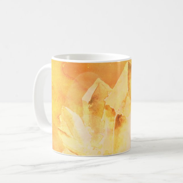 *~* Faux Citrine Crystal Healing Energy Chakra Coffee Mug (Front Left)