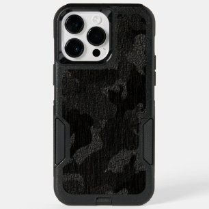 Faux Cloth Black Military Camo Camouflage Pattern OtterBox iPhone 14 Pro Max Case