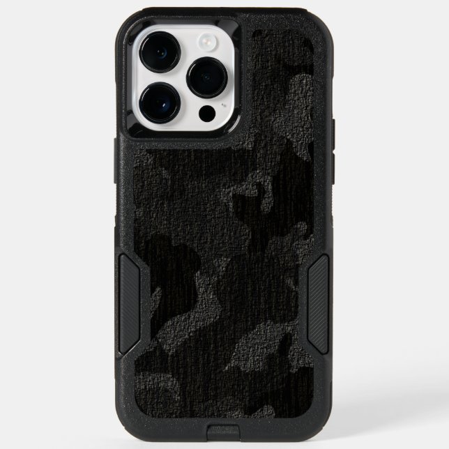 Faux Cloth Black Military Camo Camouflage Pattern Otterbox iPhone Case (Back)