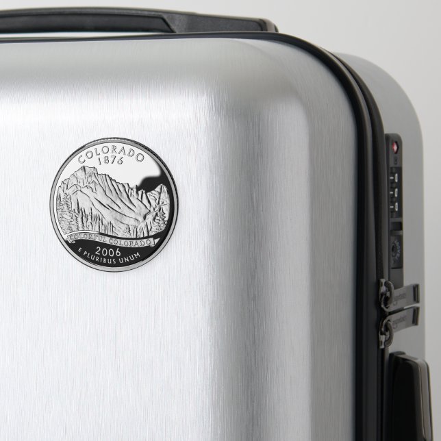 Faux Colorado State Quarter Rocky Mountains Trees Magnet (In Situ (Luggage))