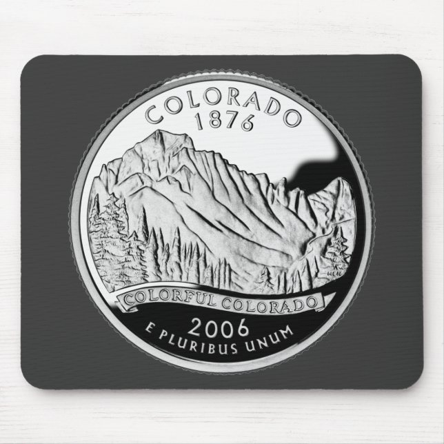 Faux Colorado State Quarter Rocky Mountains Trees Mouse Pad (Front)