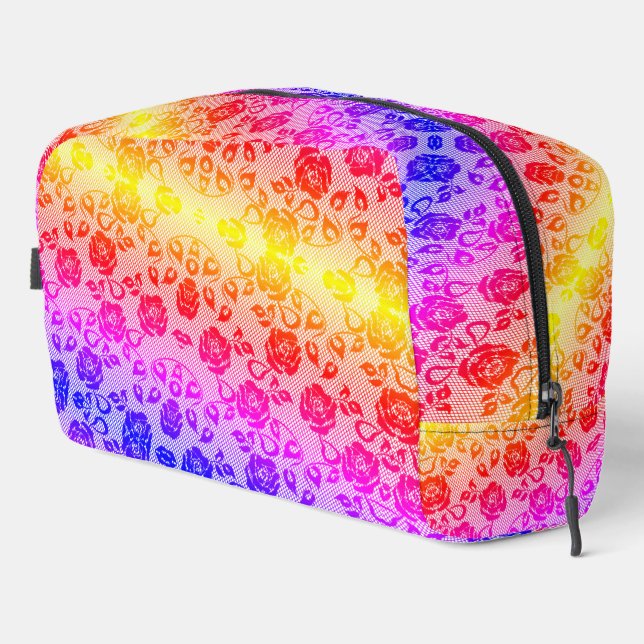 Faux Colorful Lace Fishnet Dopp Kit (Right Corner)