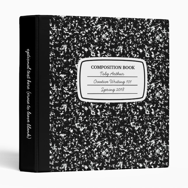 Faux Composition Book 3-ring Binder (Front/Spine)
