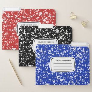 Faux Composition Book File Folders