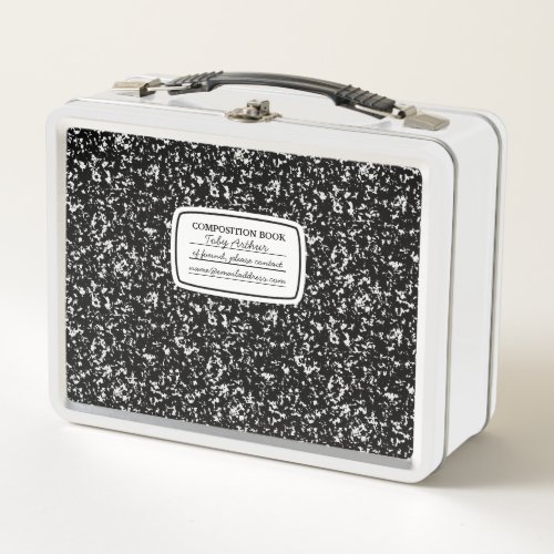 Faux Composition Book Lunch Box With Return Info
