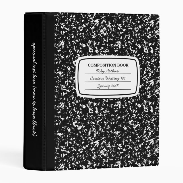 Faux Composition Book Mini Binder (Front/Spine)