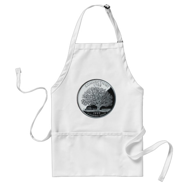 Faux Connecticut State Quarter Charter Oak Tree Adult Apron (Front)
