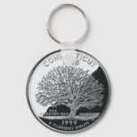 Faux Connecticut State Quarter Charter Oak Tree Keychain at Zazzle