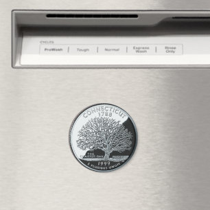 Faux Connecticut State Quarter Charter Oak Tree Magnet