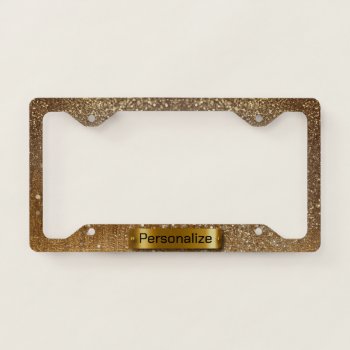 Faux Copper And Glitter Textured Metal License Plate Frame by DesignsbyDonnaSiggy at Zazzle