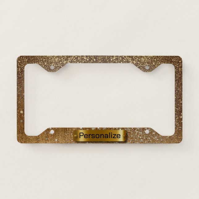 Faux Copper and Glitter Textured Metal License Plate Frame (Front)