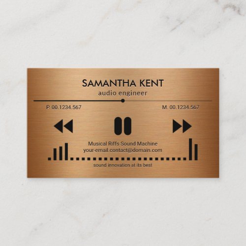 Faux Copper Audio Display Emboss Letters DJ Business Card