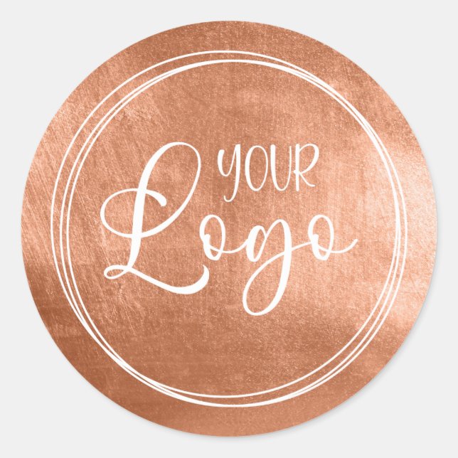 Faux Copper Brown Foil for Your Logo Classic Round Sticker (Front)