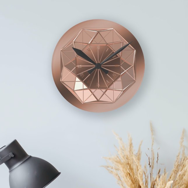 Faux Copper Color Octagon Round Wall Clock (Creator Uploaded)