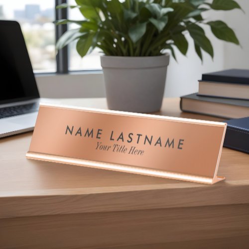 Faux Copper Elegant Minimalist Simple Modern Desk Name Plate