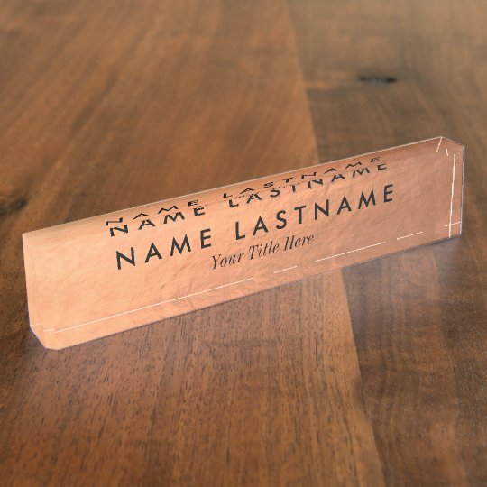 Faux Copper Foil Custom Desk Nameplate
