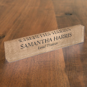 Faux Copper Gold Foil Desk Name Plate